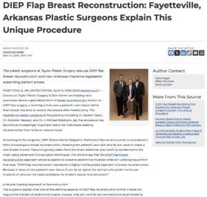 The plastic surgeons at Taylor Plastic Surgery in Fayetteville, AR discuss DIEP flap breast reconstruction & new insurance legislation regarding this technique.